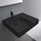 Matte Black Ceramic Wall Mounted or Vessel Sink With Counter Space